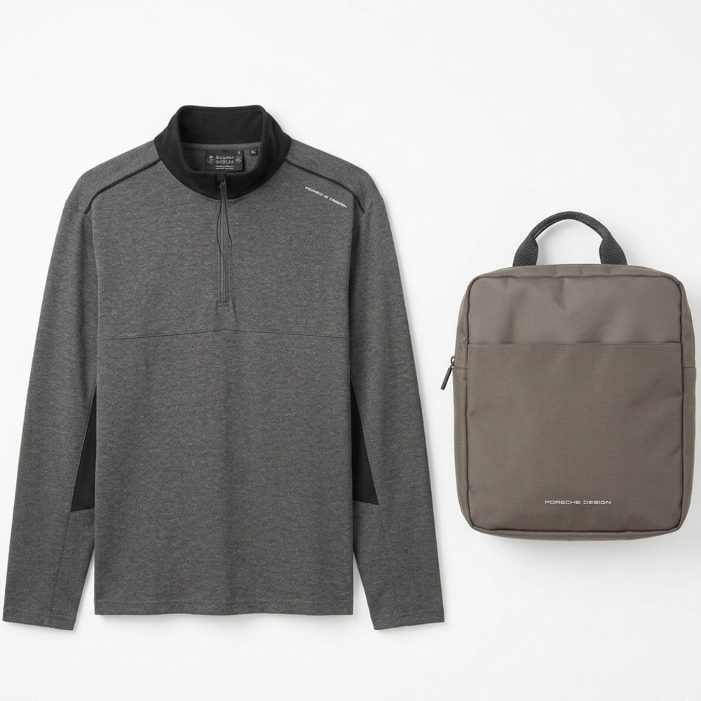 Porsche Design Saudia Airlines Quarter Zip Pullover Shirt and Tote Bag Set XL